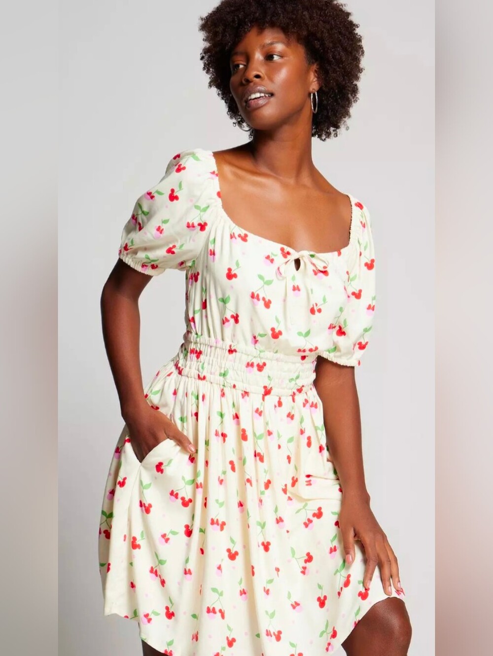 Disney Mickey & Minnie Cherry Allover Print Dress - Size Large